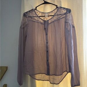 Source Unknown Lavender Sheer Lace Blouse